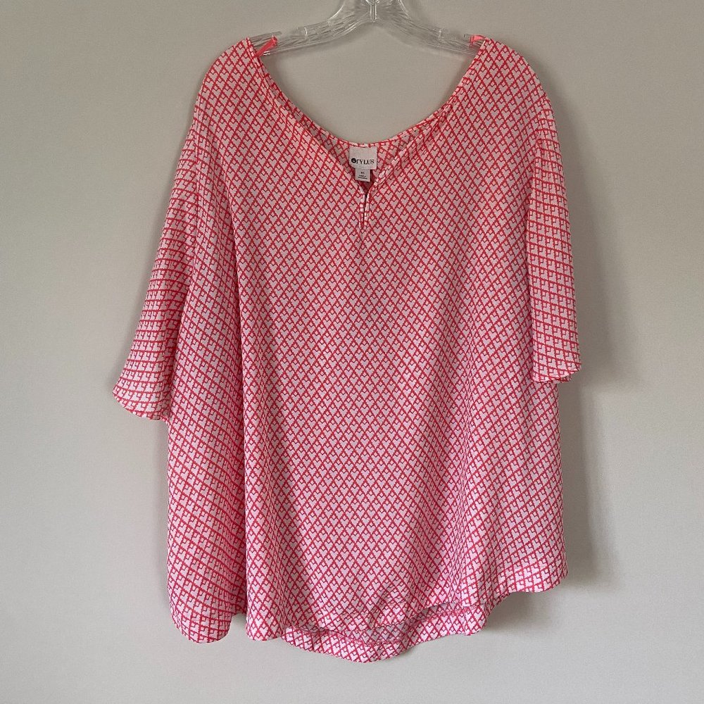 Women's Stylus Pink and White 3X Blouse
